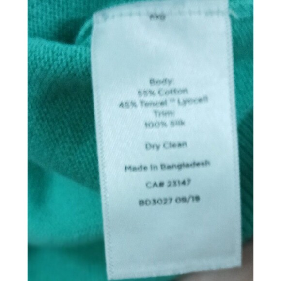 Talbots XL Green Silk Tie Neck Sweater Old Money Coastal Grandma Preppy - Picture 8 of 8